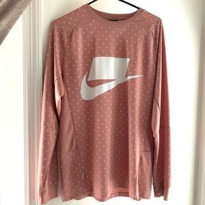 Nike Long Sleeve T-Shirt Pink White Polka Dot - S